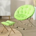 thumbnail image 2 of TOPCHANCES 31" Folding Saucer Chair, Collapsible Lounge Moon Chair with Ottoman, Green, 2 of 9