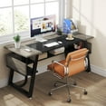 thumbnail image 5 of Tribesigns 63 Inches Computer Desk with Bottom Shelves, Large Executive Desk Business Workstation for Home Office, Gray & Black, 5 of 5