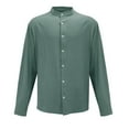thumbnail image 2 of Men's 2025 Button Down Shirt Casual Regular-Fit Dress Shirts Autumn Spring Linen Shirt Beach Shirt Solid Outdoor Street Shirt Long Sleeve Dress Shirts, 2 of 8
