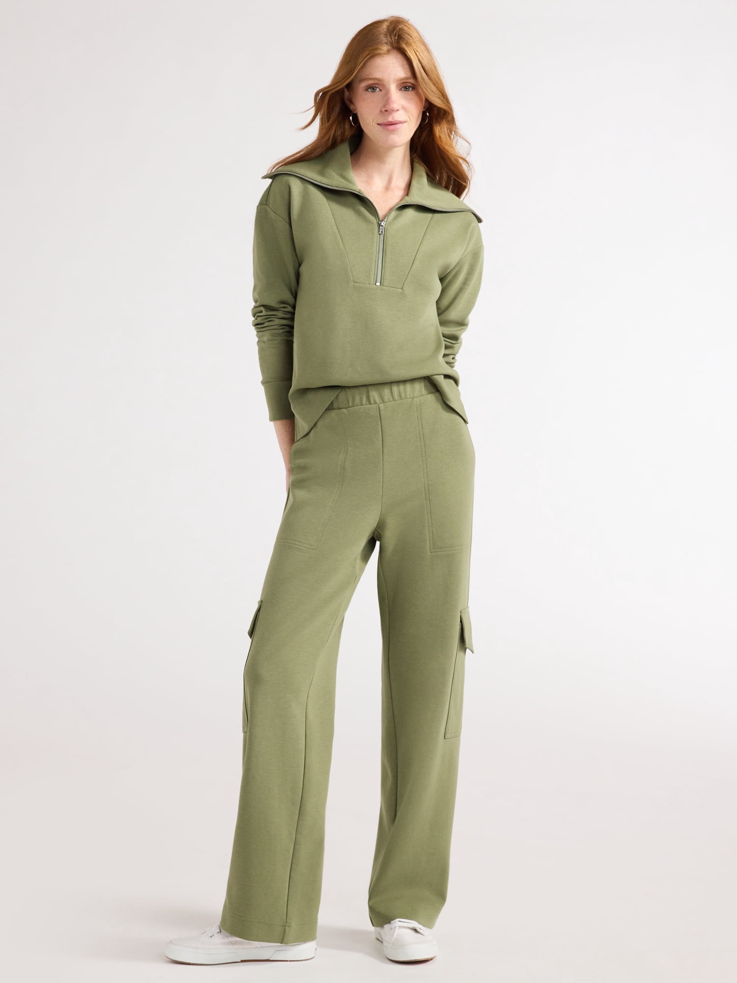 Free Assembly Women's and Women's Plus Half Zip Pullover Sweatshirt, Sizes XS-4X