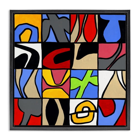 Stupell Industries Alternating Contrast Shapes Abstraction Black Framed Floater Canvas Wall Art, design by Ruth Fromstein