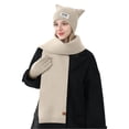 thumbnail image 6 of QASIEATN Winter Hat Beanie Long Scarf Touchscreen Gloves Set 3Pcs Soft Thick Fleece Lined Gloves Cap Scarf Set for Women Fall Fashion Accessories, 6 of 9