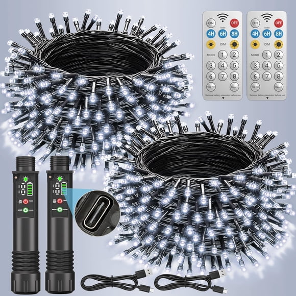 Luces de Hadas Recargables con Batería Soiarllt 20 m 200 LED