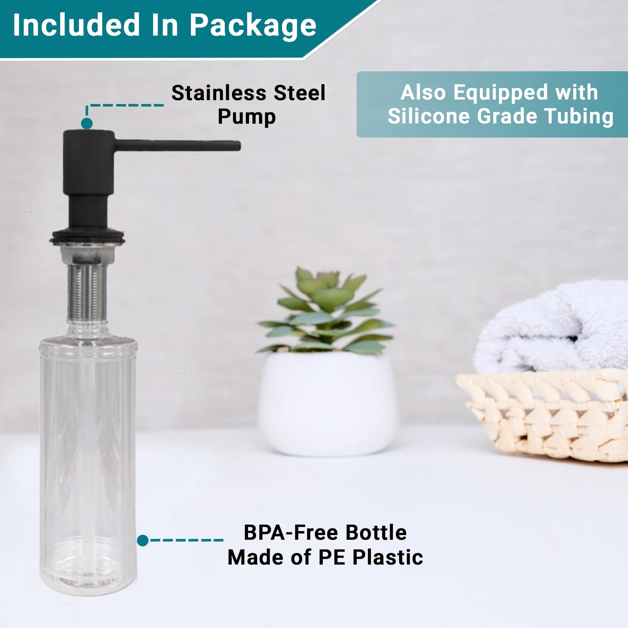 Strictly Sinks Contemporary Liquid Soap Dispenser Stainless Steel Refillable Dish Soap Dispenser