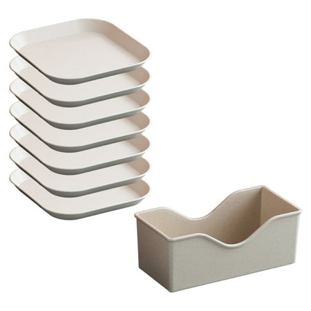 

7Pcs Square Wheat Straw Plates Pasta Salad Bowls Lightweight Reusable Food Serving Party Snack Dinner Dishes Dinnerware