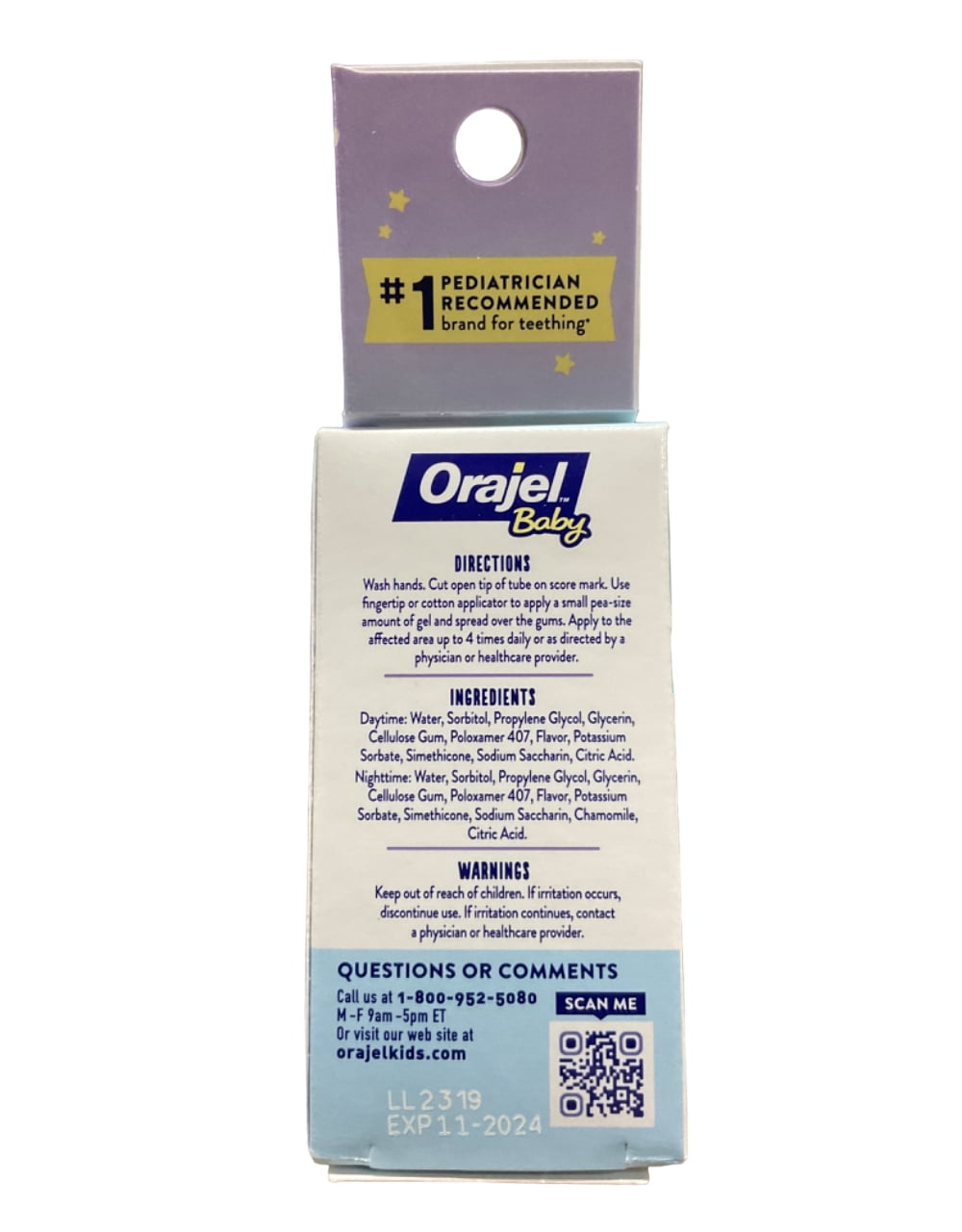 Orajel Non-Med Baby Teething Day & Night Cooling Gels Twin Pack Benzocaine Free 0.18 Oz.