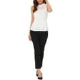 thumbnail image 2 of Inspira Chic Conjunto Top Sin Mangas de Encaje Floral con Cuello Fruncido y Espalda con Abertura para Mujeres XL Blanco, 2 of 7
