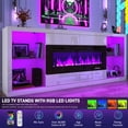 thumbnail image 3 of Blotout 94.5'' Fireplace TV Stand for 95/100''TV with 50'' Fireplace, LED Modern High Gloss Entertainment Center with Power Outlet, 4 Drawers, Adjustable Shelf, 2-Tier TV Console Cabinet, White, 3 of 9