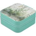 thumbnail image 2 of GZHJMY Leaves Green Compact Leather Jewelry Box - Mini Travel Jewelry Case Organizer & Holder for Girls, Women | Ideal for Necklace Bracelet Earrings Rings, 2 of 7