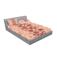 thumbnail image 2 of Ambesonne Floral Fitted Sheet & Pillow Sham Set, Vibrant Boho Flowers, Queen, Peach and Coral, 2 of 2