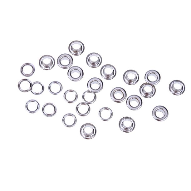 5x100 juegos de ojales FLhrweasw con arandela de cuero 8mm plateado