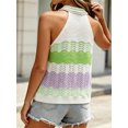 thumbnail image 3 of Sleeveless Colorful Striped Block Halter Neck Women Knit Tank Tops, 3 of 5