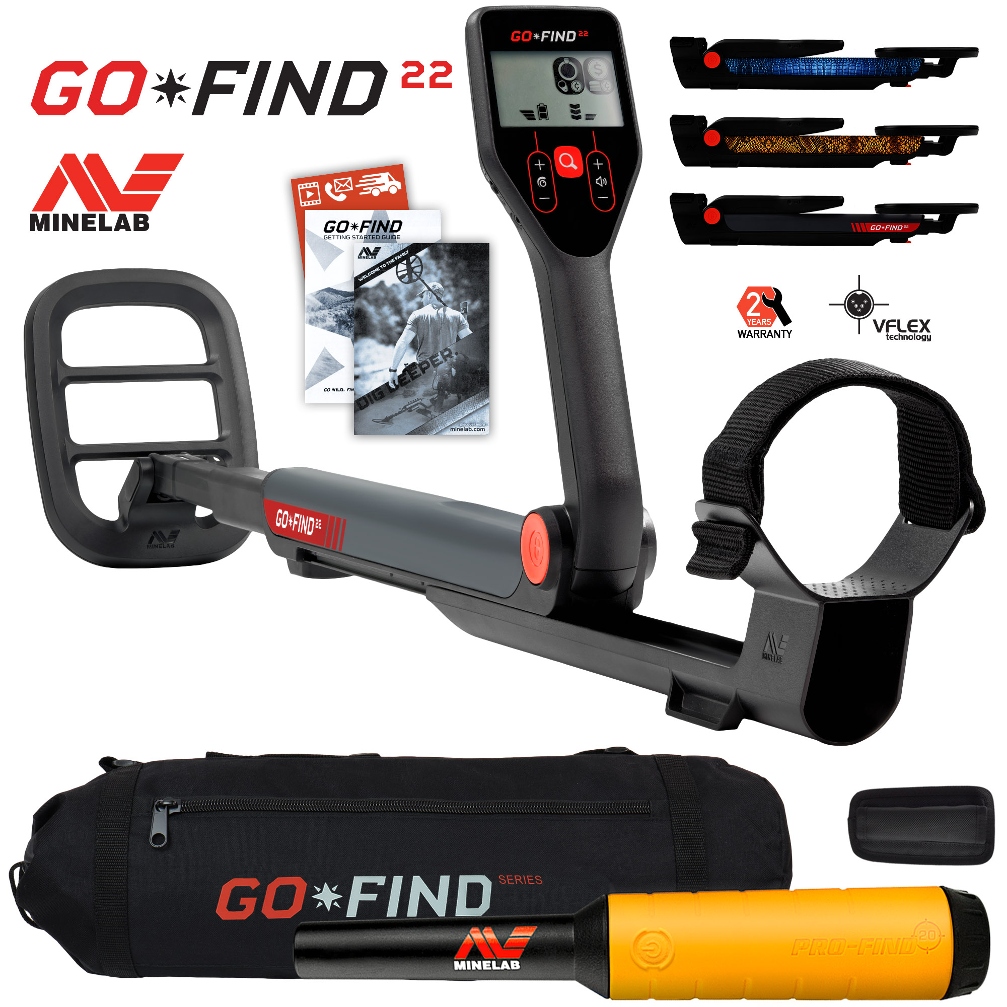 Minelab GO-FIND 22 Metal Detector with PRO-FIND 20 Pinpointer & Black Carry Bag