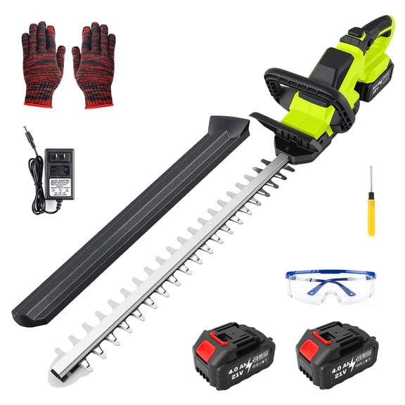 21-Inch Dual Battery Cordless Hedge Trimmer 21V 3000RPM, 1000W Powerful Motor Lightweight Shrub Clipper, Portable Hedge Trimmer for Hedges, Shrubs & Garden Maintenance, Green