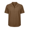 thumbnail image 4 of hoksml Men's Camp Collar Short Sleeve Button Down Shirt, Loose Textured Shirts for Daily Beach Casual Wear, 4 of 8