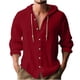 thumbnail image 1 of pstuiky camisa de manga larga para hombre, Blusa informal de manga larga con capucha y cuello redondo con botones lisos a la moda para hombre Tops casuales para hombres l, 1 of 5