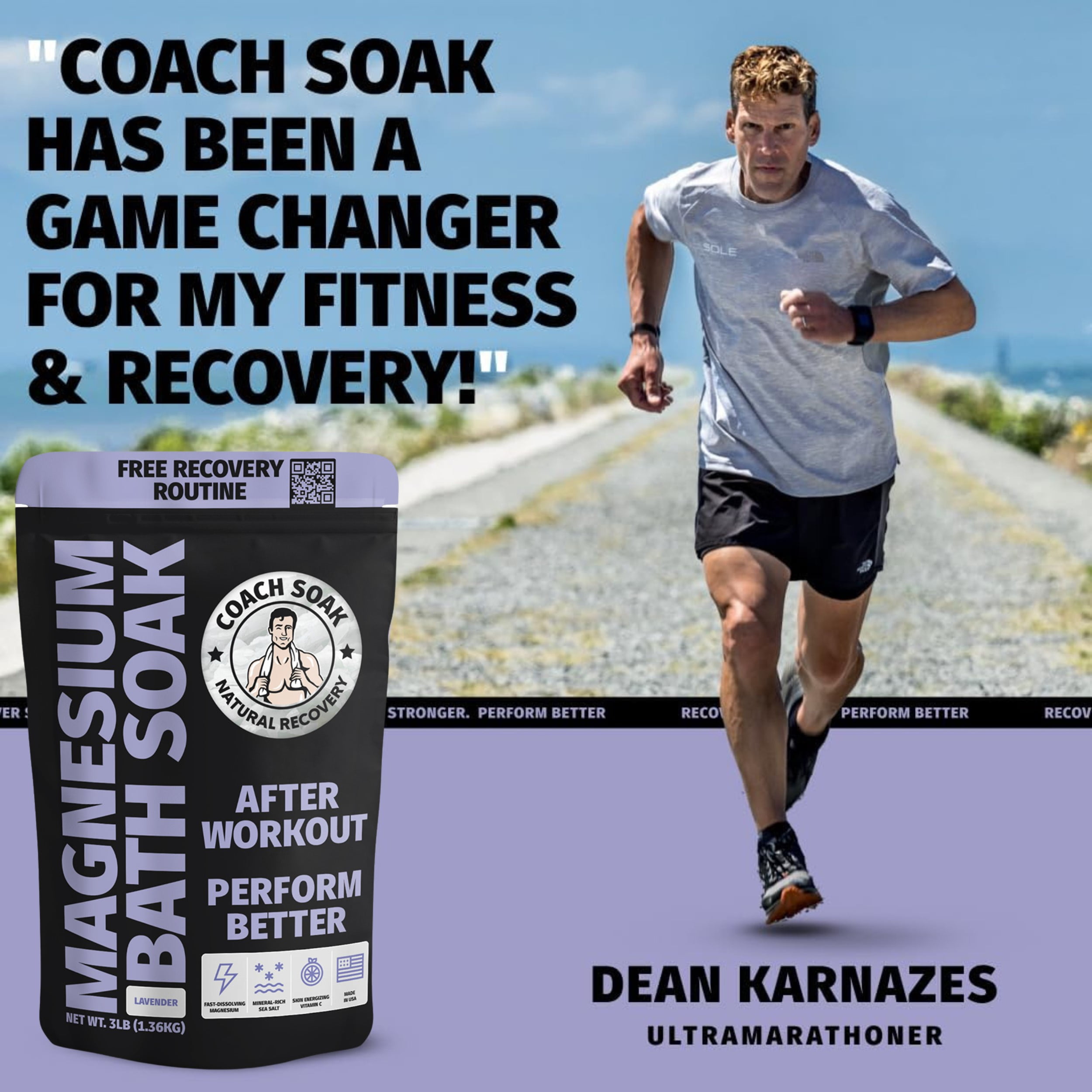 Coach Soak Magnesium Bath Soak For Muscle Recovery - Lavender 3lb