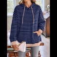 thumbnail image 4 of Sudadera con Capucha A Rayas para Mujer, Estilo Adolescente, para Otoño. Azul Vaquero S, 4 of 10