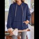 thumbnail image 4 of Sudadera con Capucha A Rayas para Mujer, Estilo Adolescente, para Otoño. Azul Vaquero L, 4 of 10