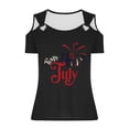 thumbnail image 3 of Tops de Hombro Frío para las Mujeres Día de la Independencia Impreso Fuera Del Hombro Blusa con Cuello en V, Fuera Del Hombro de las Mujeres, 3 of 4