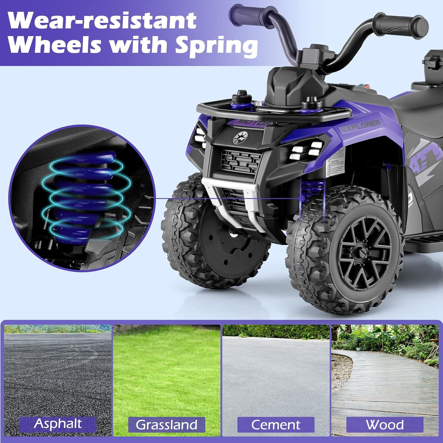 OLAKIDS Kids ATV with Spray Function, Remote Control, Storage Trunk, 6V Electric Toddler Ride on Toy