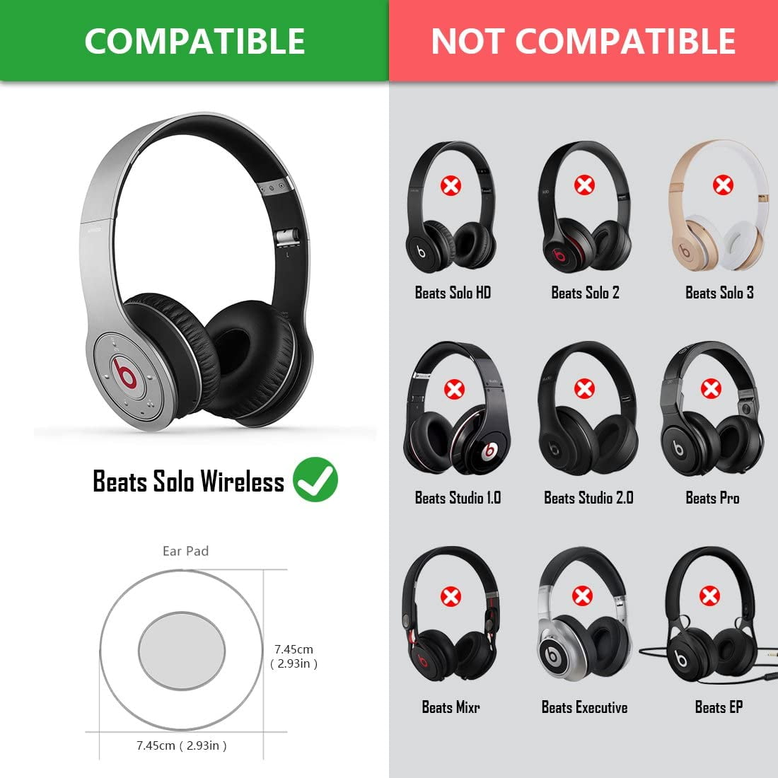 Geekria QuickFit Protein Leather Ear Pads for Beats by Dre