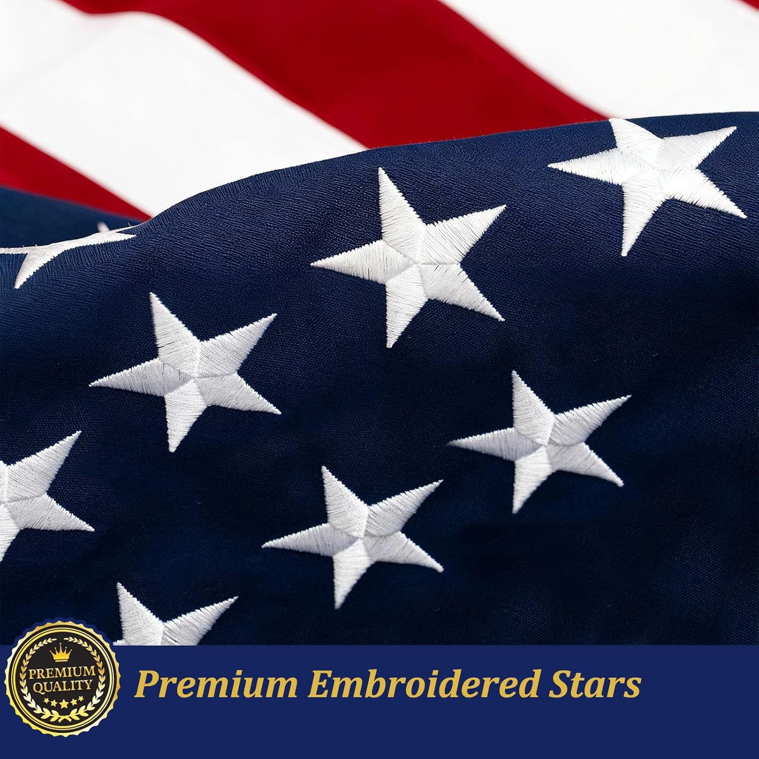 US TOPFLAGS U.S 3' x 5' American Flag Outdoor High Wind - All Weather American Flag Embroidered Stars Heavy Duty Banner, Nylon Sewn Stripes Indoor With Brass Grommets