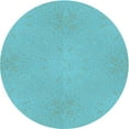 thumbnail image 1 of Ahgly Tapis Rond Lavable en Machine Intérieur Transitionnel Turquoise Bleu Vif, 7 Pieds Rond, 1 of 7