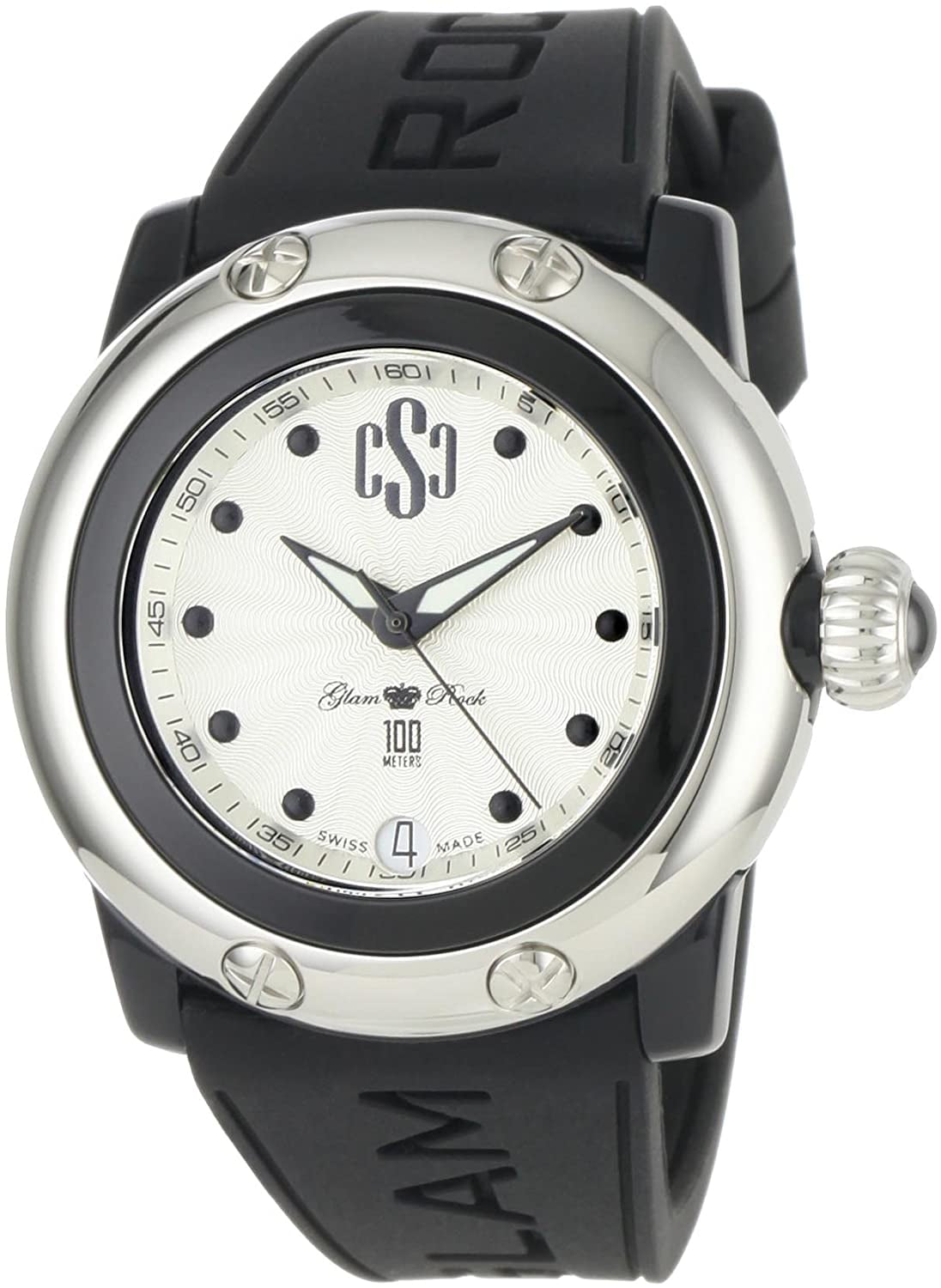 WATCH GLAM ROCK POLYCARBONATE WHITE BLACK WOMEN GR64002
