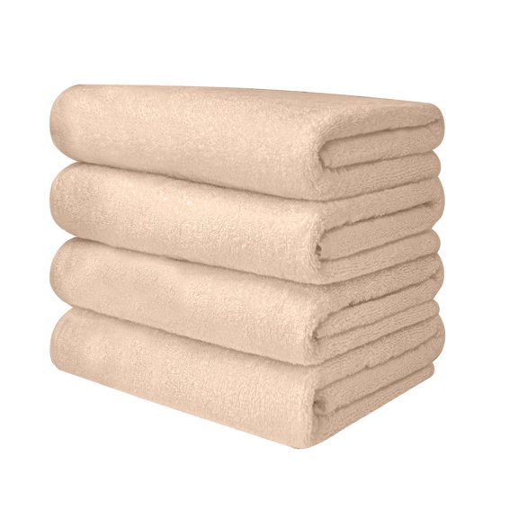 Pacific Linens Cotton Bath Towels, Beige(4 Pieces)
