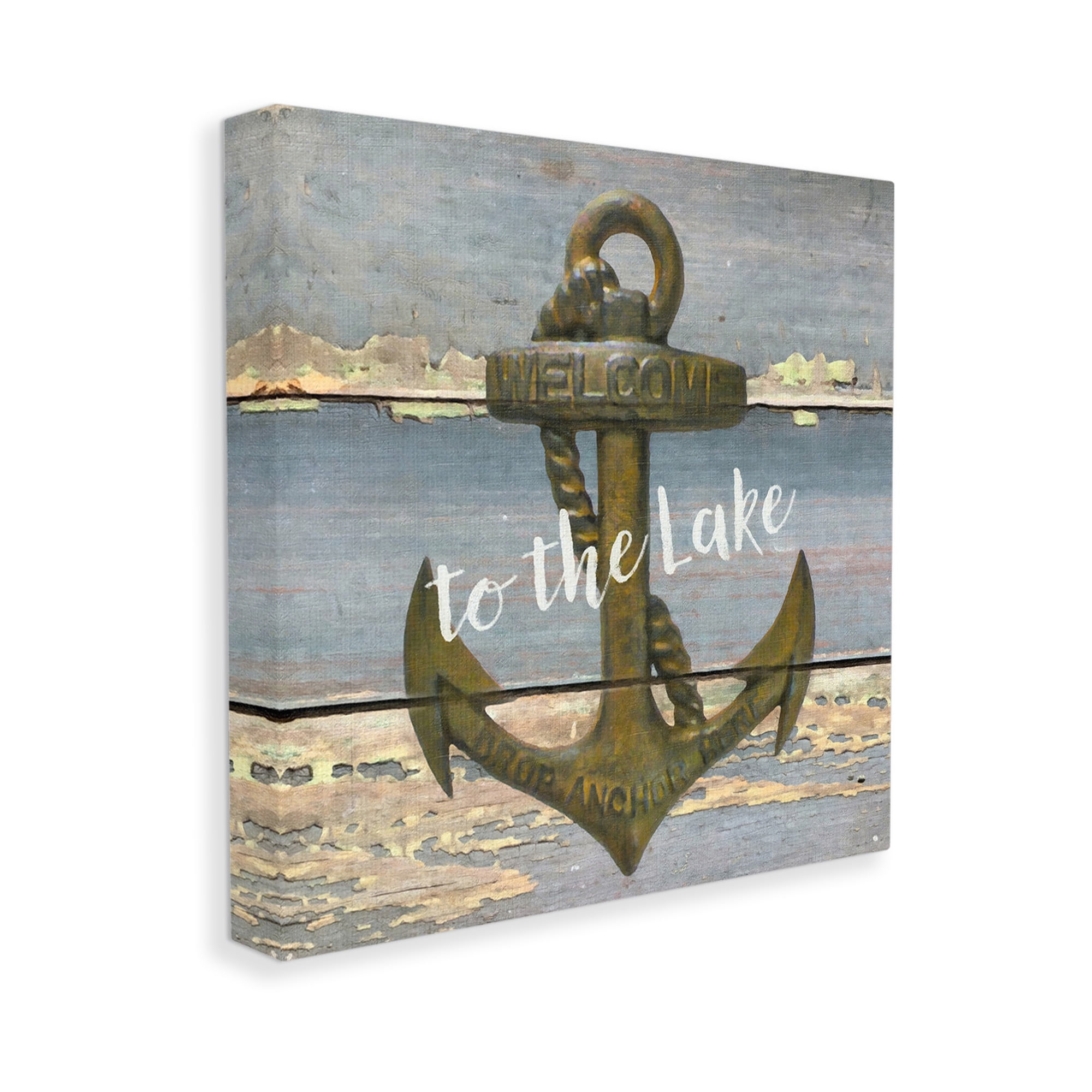 Stupell Industries Rustic Welcome Anchor Nature Painting Gallery Wrapped Canvas Art Print Wall Art, 36 x 36