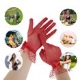 thumbnail image 4 of Unique Bargains 1 Pair Sunblock Mittens Fashion Mesh Bow Sun Block Driving Gloves for Women Red, 4 of 5