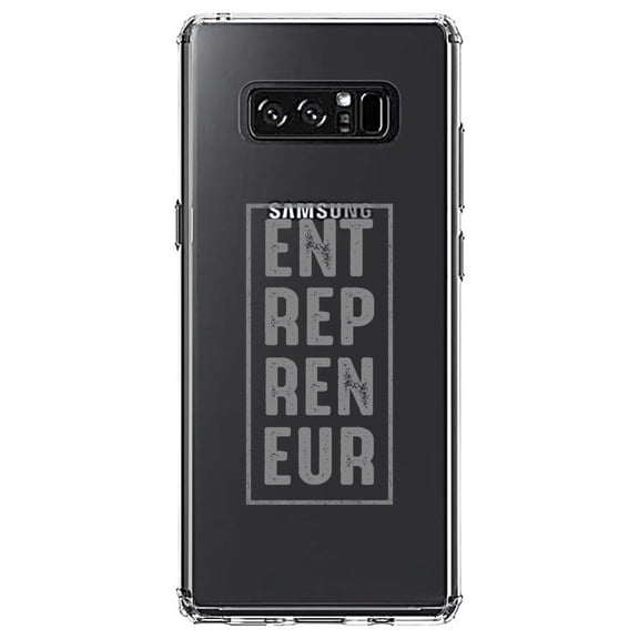 DistinctInk Clear Shockproof Hybrid Case for Samsung Galaxy Note 8 - TPU Bumper Acrylic Back Tempered Glass Screen Protector - Entrepreneur Word Art