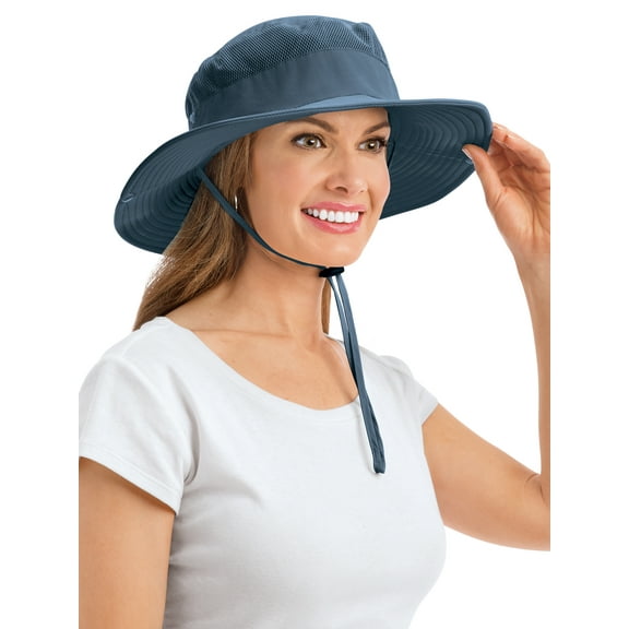 Collections Etc Wide Brim Lightweight Ventilated Adjustable Sun Hat