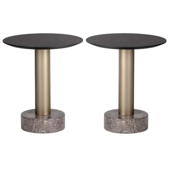 Home Square Monaco 17.75" Wood End Table in Gray/Charcoal Gray - Set of 2
