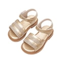thumbnail image 5 of FINALGANG Little Girls Adjustable Ankle Strap Floral Applique Closed Toe Sandals Shiny Upper Flat Sole Summer Party Kids Princess Sandals Leisure Shoes 12-18 Months, 5 of 6