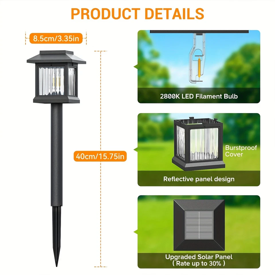 PURELY- 2 Pack Solar Led Lawn Garden Lights White Outdoor Yard Pathway Lighting