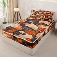 thumbnail image 3 of Manfei Autumn Pug Zipper Full Size Comforter Sets with Fitted Sheet and 2 Pillowcases, Fall Maple Leaf Zipper Bedding Set, Orange Beige, Reversible, 4-Piece, 3 of 7