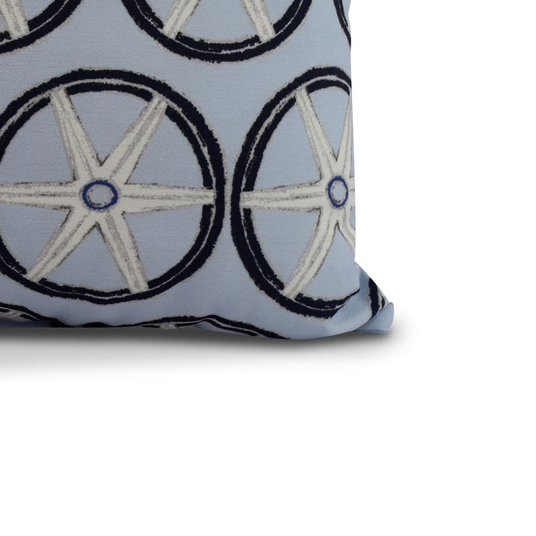 Simply Daisy, 18" x 18" Nautical Geo Lines, Geometric Print Outdoor Pillow, Blue