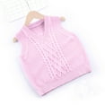 thumbnail image 2 of Gubotare Sweater Vest Girls Kids Boys School Uniform Sweater for Girls Solid Sleeveless Sweater Vest V Neck Knitwear Tank Top Preppy Fall Winter Clothes Size 5-6 (Pink,5-6 Years), 2 of 5