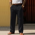 thumbnail image 2 of Men's Lightweight Dress Pants Cotton Linen Casual Summer Beach Wedding Trousers Event Slacks Occasion Bottoms, Black L, 2 of 5