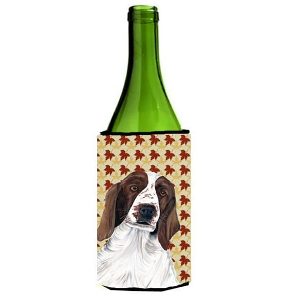 Welsh Springer Spaniel Fall Leaves Portrait Wine Bottle Hugger - 24 oz.