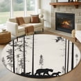 thumbnail image 2 of Forest Bear Family Large Area Rugs for Bedroom Living Room, Soft Non Slip Carpet Bedside Rug, Trees Nature Tree Landscape Scene Round Floor Cover Kitchen Accent Rug 7' for Dining Room/Office, 2 of 9