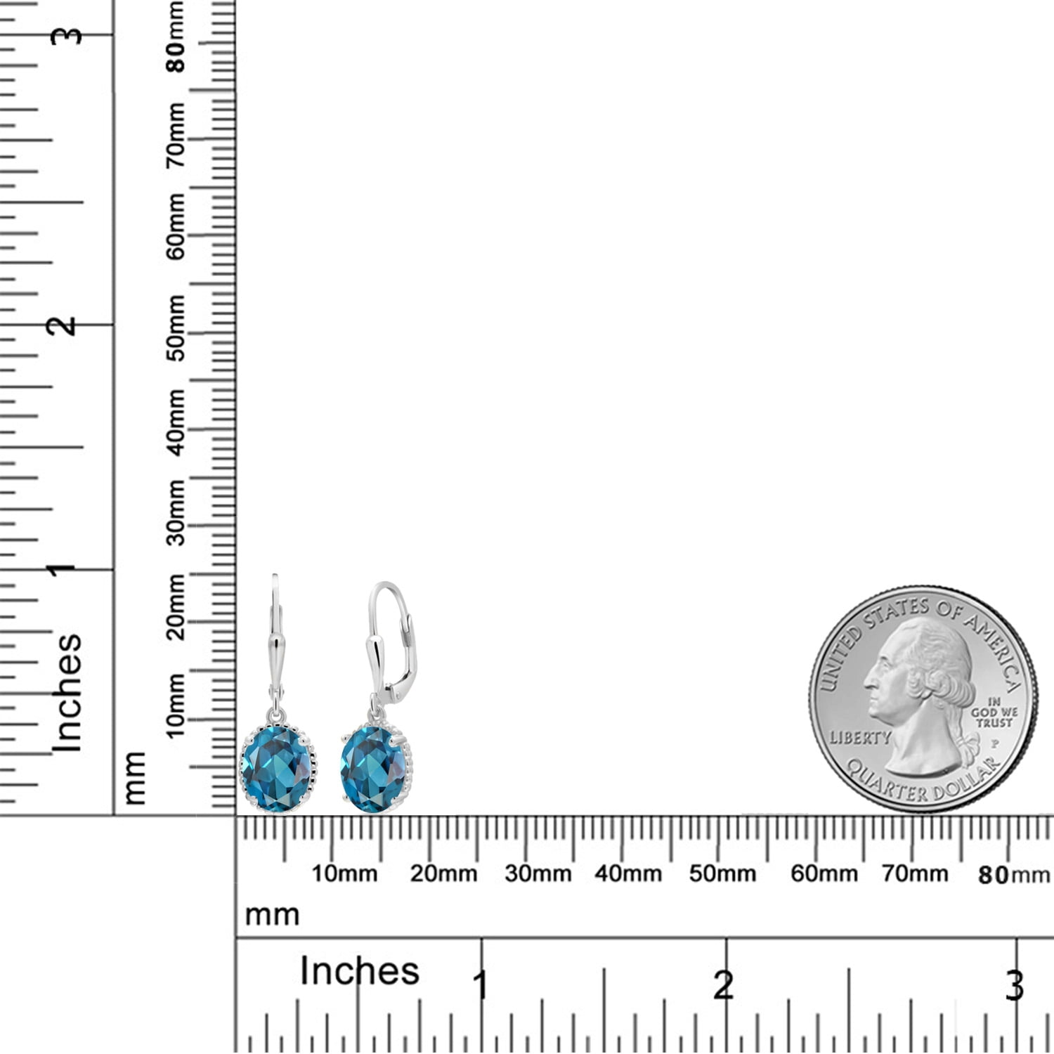 Gem Stone King 925 Sterling Silver London Blue Topaz Leverback Dangle Earrings for Women (4.50 Cttw, Gemstone November Birthstone, Oval 9X7MM)