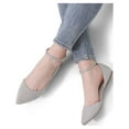 thumbnail image 4 of DREAM PAIRS Women’s Ankle Strap Comfortable Dress Ballet D'Orsay Flats Shoes GREY/SUEDE DFA219 size 8, 4 of 5
