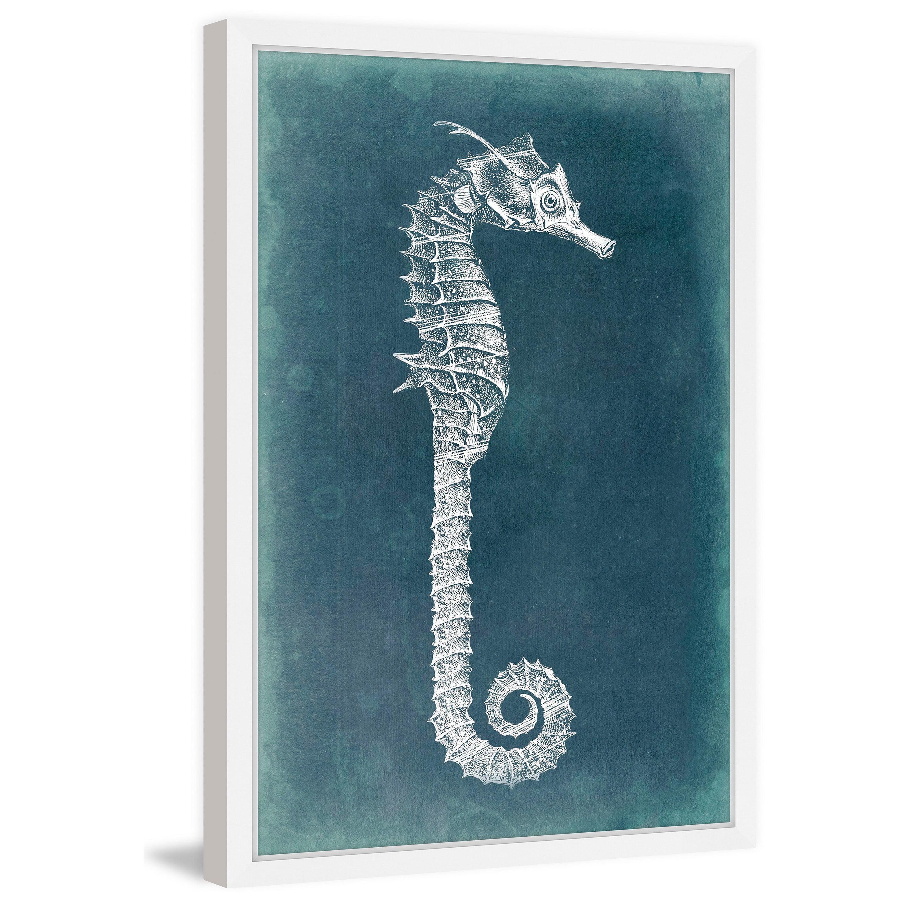 Marmont Hill Azure Seahorse II Framed Painting Wall Art Print