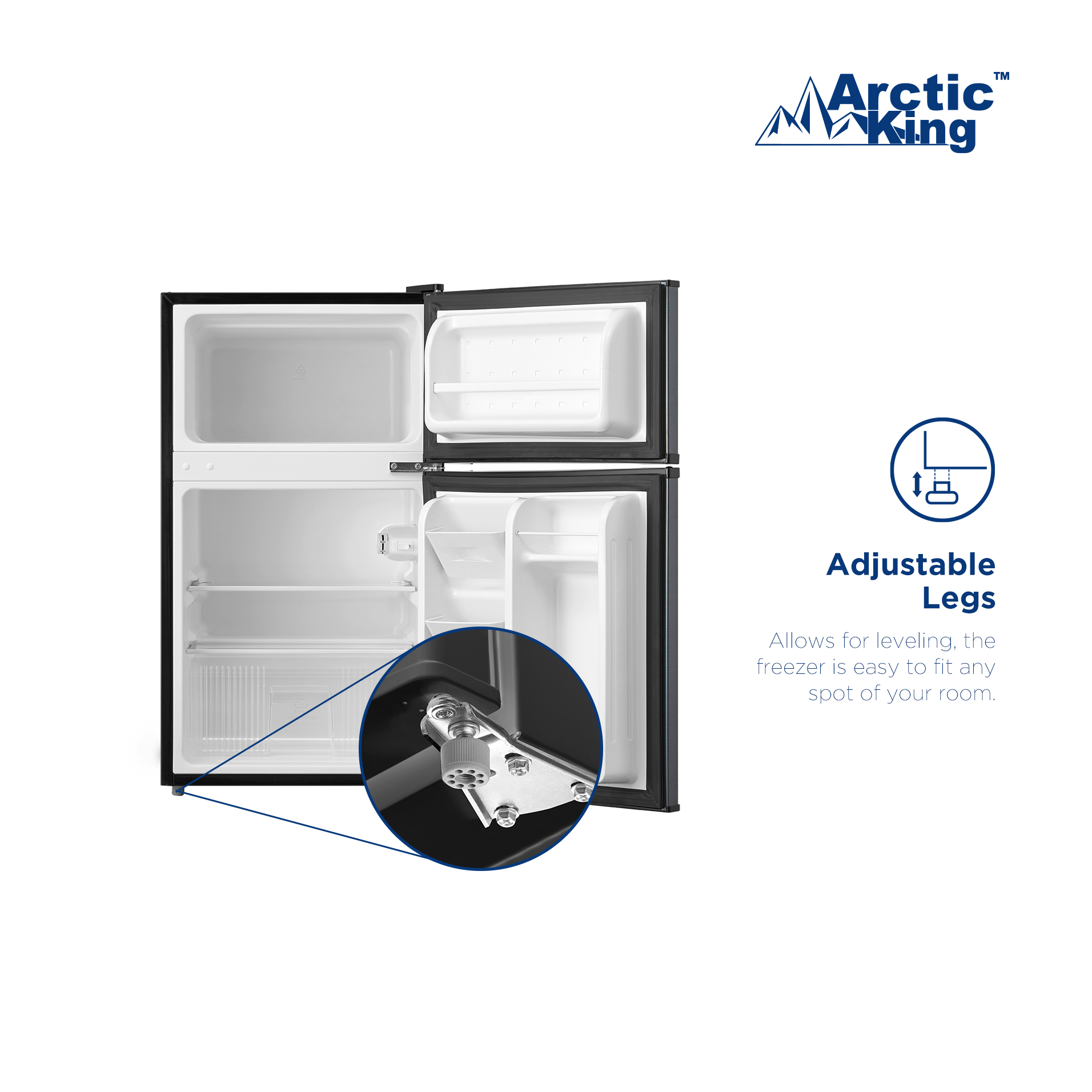 Arctic King 3.2 Cu ft Two Door Mini Fridge with Freezer, Stainless Steel, E-Star, ARM32D5ASL - image 11 of 21