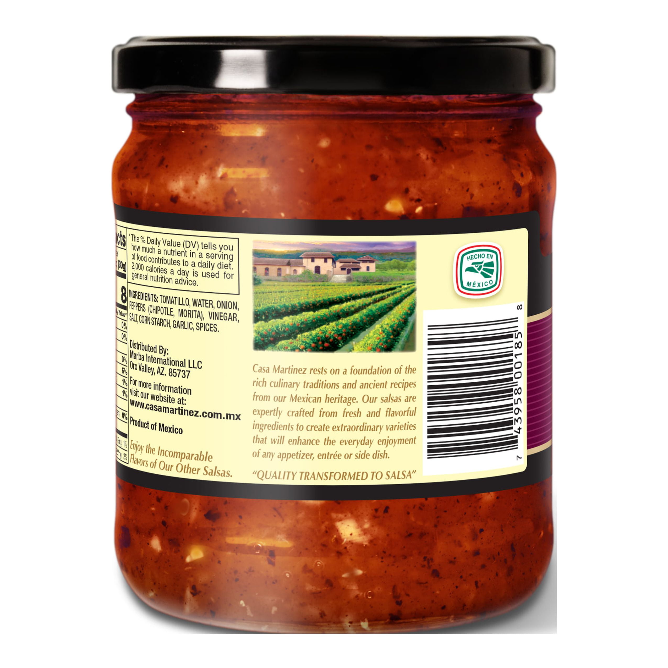 (2 pack) Casa Martinez Medium Fire Roasted Chipotle Salsa 16 oz Jar