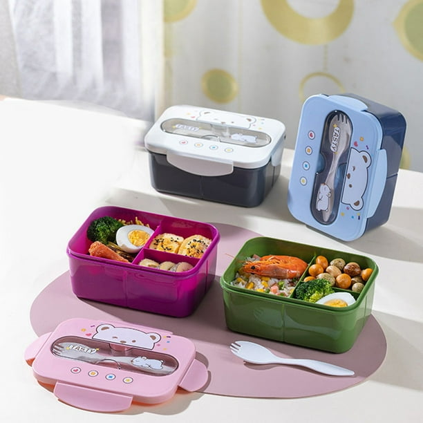 Caja Bento apta para microondas - Recipiente de plástico impermeable para la oficina, 7,24x5,28x3,07 pulgadas, grado alimentario, apto para lavavajillas, azul/rosa/gris/verde