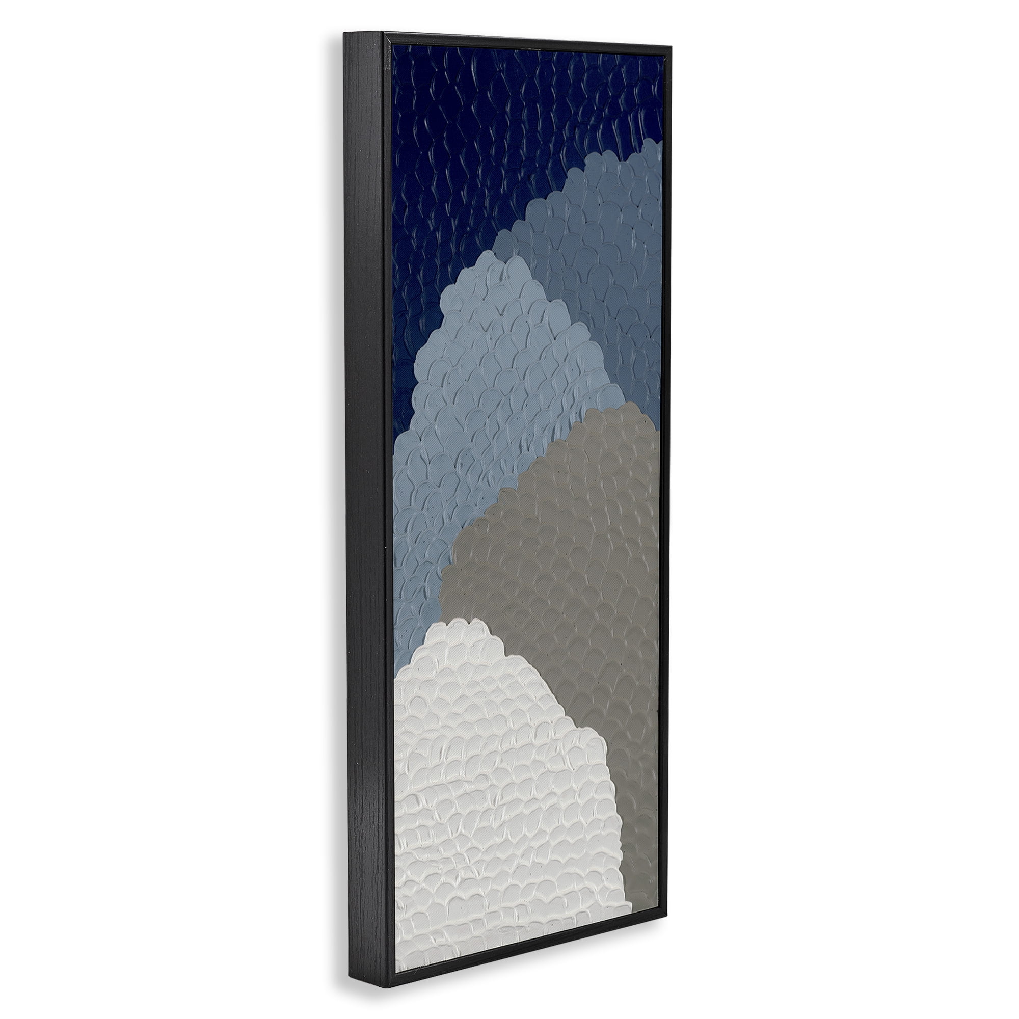 Stupell Industries Cascading Shapes Abstract Abstract Painting Black Framed Art Print Wall Art, 13 x 30